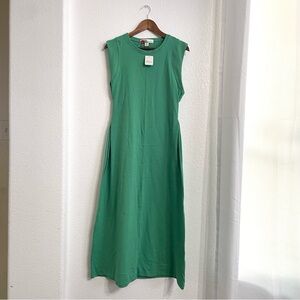 FP Beach Free People Womens Dress Green Maxi Cut Out Back Cotton Size Small